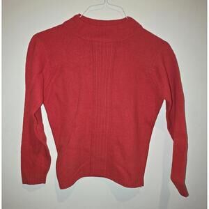 VTG 70s 100% Lambs Wool Red Knit Cropped Sweater with Ribbed Detail